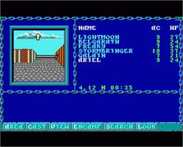 In game image of Curse of the Azure Bonds on the Commodore Amiga.