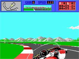 In game image of Cycles: International Grand Prix Racing on the Commodore Amiga.
