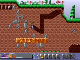 In game image of Diggers on the Commodore Amiga.