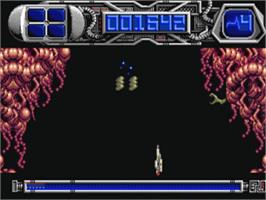 In game image of Dominator on the Commodore Amiga.