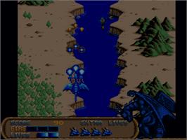 In game image of Dragon Spirit on the Commodore Amiga.