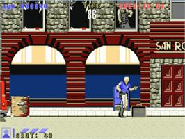 In game image of E-SWAT: Cyber Police on the Commodore Amiga.