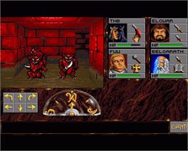 In game image of Eye of the Beholder on the Commodore Amiga.