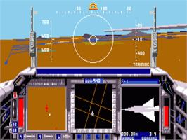 In game image of F-15 Strike Eagle 2 on the Commodore Amiga.