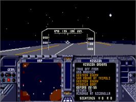 In game image of F-19 Stealth Fighter on the Commodore Amiga.
