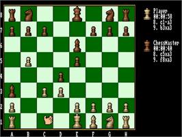 In game image of Fidelity Chessmaster 2100 on the Commodore Amiga.