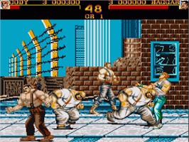 In game image of Final Fight on the Commodore Amiga.