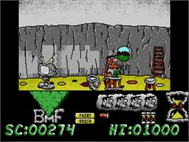 In game image of Flintstones on the Commodore Amiga.