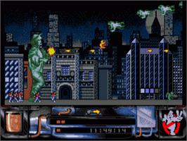 In game image of Ghostbusters 2 on the Commodore Amiga.