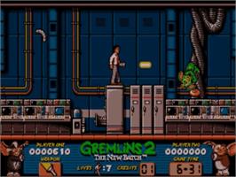 In game image of Gremlins 2: The New Batch on the Commodore Amiga.