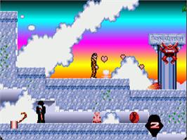 In game image of Harlequin on the Commodore Amiga.