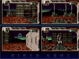 In game image of Hired Guns on the Commodore Amiga.