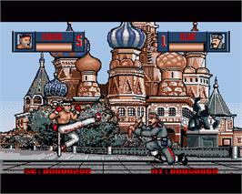 In game image of Human Killing Machine on the Commodore Amiga.