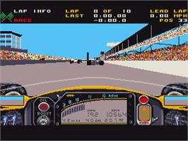 In game image of Indianapolis 500: The Simulation on the Commodore Amiga.