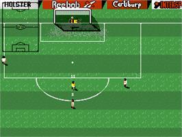 In game image of International Soccer on the Commodore Amiga.