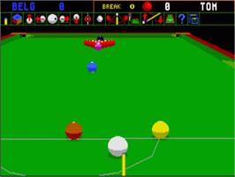 In game image of Jimmy White's Whirlwind Snooker on the Commodore Amiga.