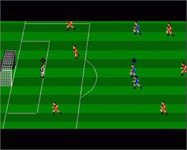 In game image of Kenny Dalglish Soccer Match on the Commodore Amiga.
