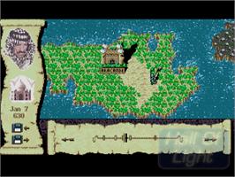 In game image of Khalaan on the Commodore Amiga.