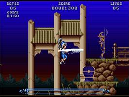 In game image of Leander on the Commodore Amiga.