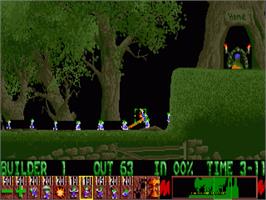 In game image of Lemmings on the Commodore Amiga.