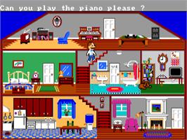 In game image of Little Computer People on the Commodore Amiga.