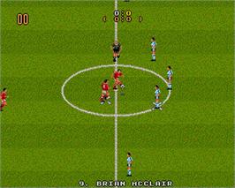 In game image of Manchester United Europe on the Commodore Amiga.