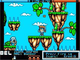 In game image of Mega Twins on the Commodore Amiga.