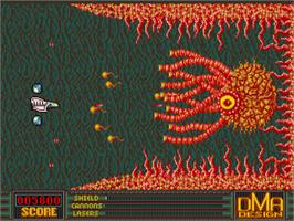 In game image of Menace on the Commodore Amiga.