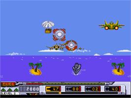 In game image of Mig-29 Soviet Fighter on the Commodore Amiga.