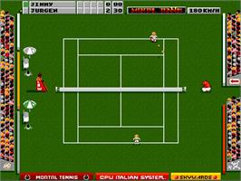 In game image of Mikro Mortal Tennis on the Commodore Amiga.