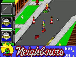 In game image of Neighbours on the Commodore Amiga.