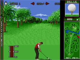In game image of Nick Faldo's Championship Golf on the Commodore Amiga.