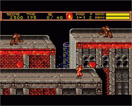 In game image of Ninja Gaiden II: The Dark Sword of Chaos on the Commodore Amiga.