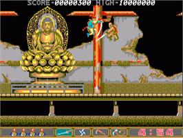 In game image of Ninja Spirit on the Commodore Amiga.