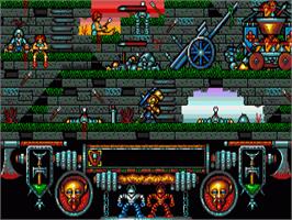 In game image of Onslaught on the Commodore Amiga.