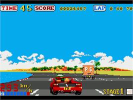 In game image of Out Run on the Commodore Amiga.