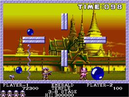 In game image of Pang on the Commodore Amiga.