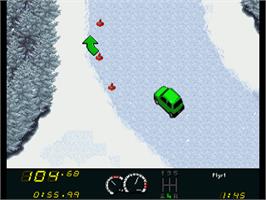 In game image of Power Drive on the Commodore Amiga.