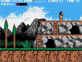 In game image of Prehistorik on the Commodore Amiga.