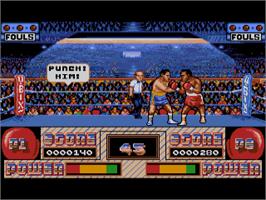 In game image of Pro Boxing Simulator on the Commodore Amiga.