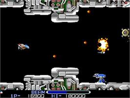 In game image of R-Type on the Commodore Amiga.