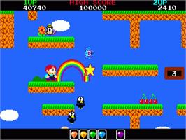 In game image of Rainbow Islands on the Commodore Amiga.