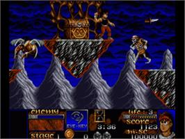 In game image of Risky Woods on the Commodore Amiga.