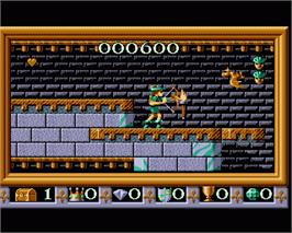 In game image of Robin Hood: Legend Quest on the Commodore Amiga.