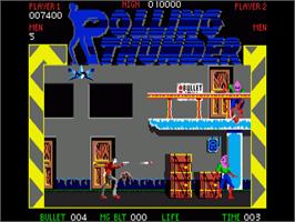 In game image of Rolling Thunder on the Commodore Amiga.