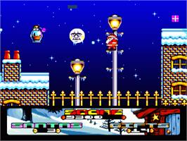 In game image of Santa's Xmas Caper on the Commodore Amiga.