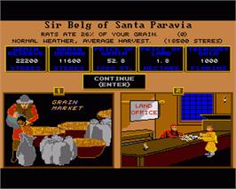 In game image of Santa Paravia and Fiumaccio on the Commodore Amiga.
