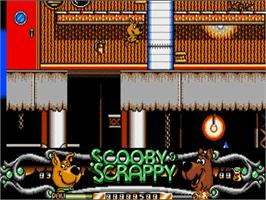 In game image of Scooby Doo and Scrappy Doo on the Commodore Amiga.