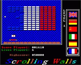 In game image of Scrolling Walls on the Commodore Amiga.