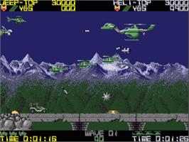 In game image of Silk Worm on the Commodore Amiga.